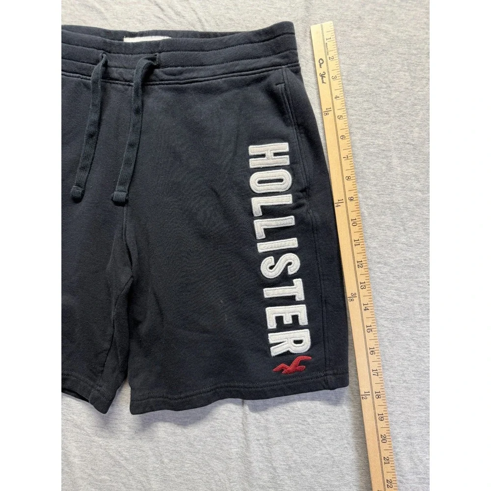 Hollister Sweat Shorts Mens S Black Applique Logo Cotton Athletic Gym Training